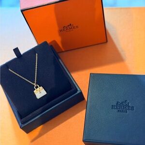 Gold Pendant Necklace with Handbag Charm